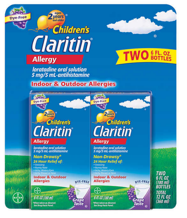 Children's Claritin 5 mg./5 mL. 24 Hour Non-Drowsy Grape Syrup, 12 Ounces