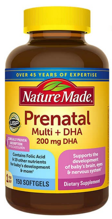 Nature Made Prenatal  with Folic Acid + DHA 150 softgels