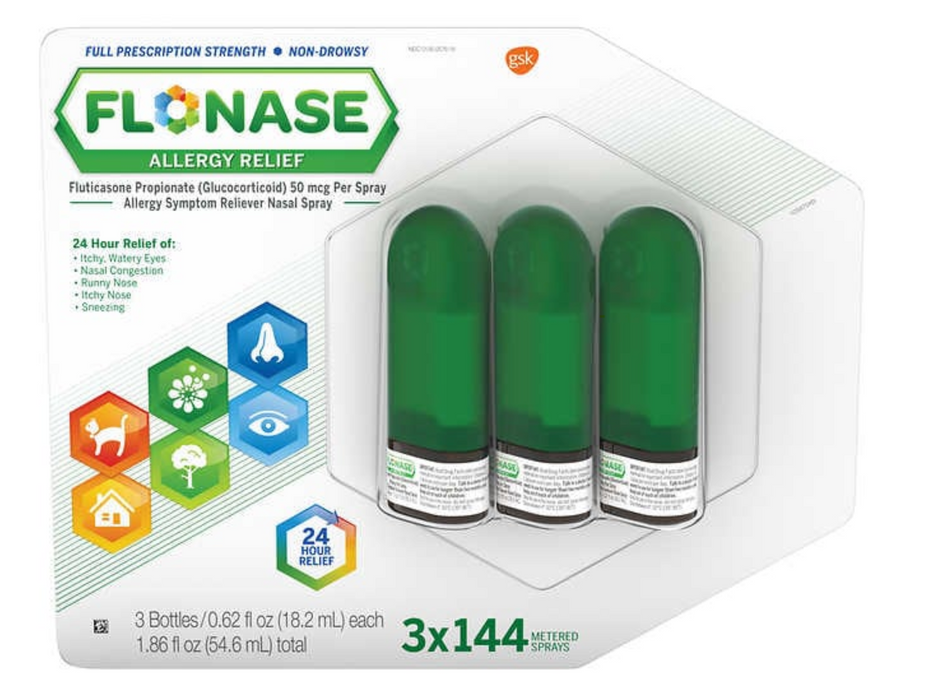 Flonase Allergy Relief Nasal Spray,3 Bottles, 144 Sprays