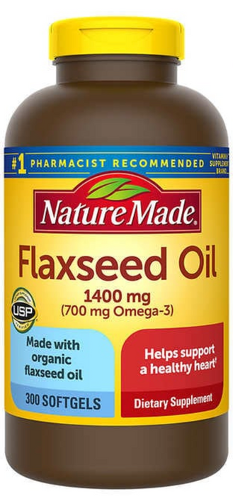 Nature Made 300 Softgels, Flaxseed Oil 1400 mg.