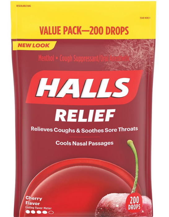 Halls 200ct Cherry Cough Suppressant Drops