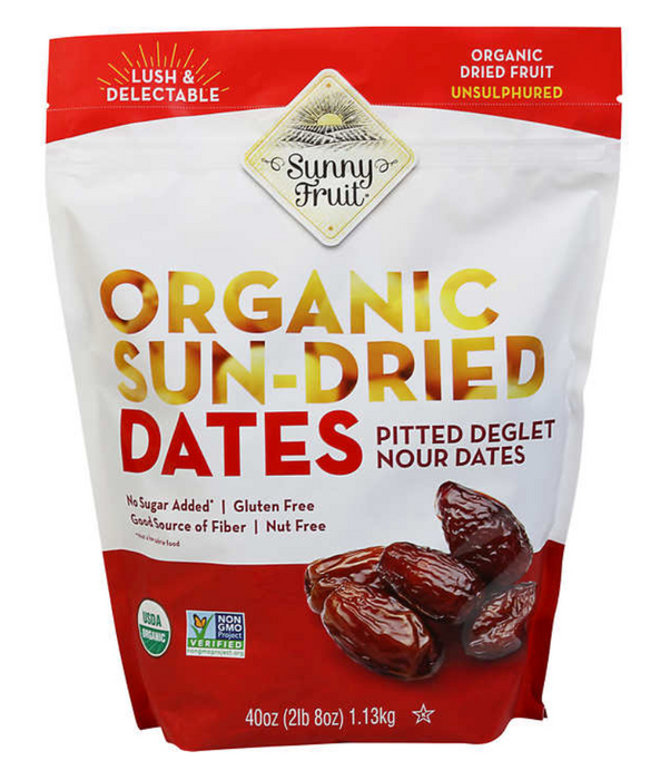 Sunny Fruit Organic Sun-Dried Pitted Deglet Nour Dates, 40 oz