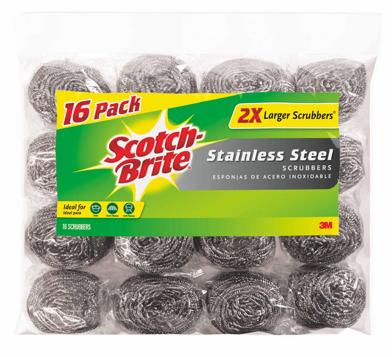 Scotch-Brite 2X Larger Stainless Steel Scrubbers, 16 ct.