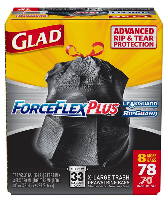 Glad 30-Gal. ForceFlex Drawstring Trash Bags - 90CT