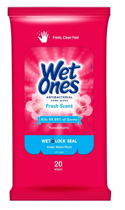 Wet Ones 20ct - 7pk Antibacterial Travel wipes 140 total  - Fresh Scent
