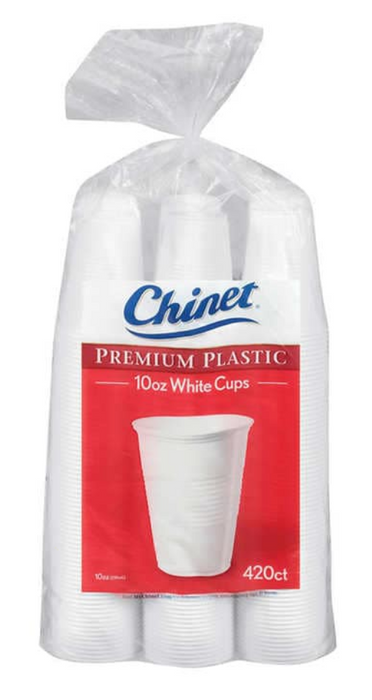 Chinet Premium 10 oz Plastic Cup, White, 420-count