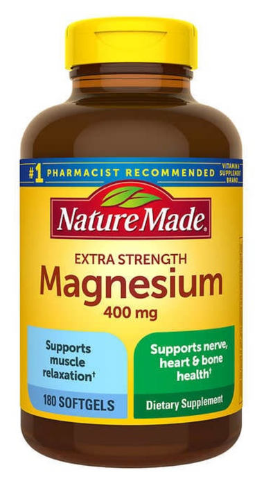 Nature Made  180 Extra Strength Magnesium 400 mg. Softgels