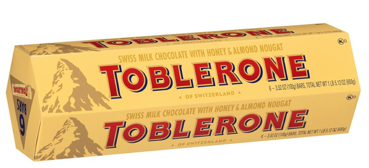 Toblerone 6ct/3.52 oz Swiss Milk Chocolate with Honey & Almond Nougat