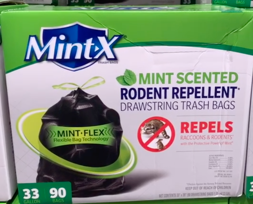 Mint-X MintFlex Rodent Repellent Trash Bags, 33 Gallon, 90 Count