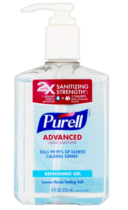 Purell Advanced Hand Sanitizer Refreshing Gel Pump Bottle 8 fl. oz.