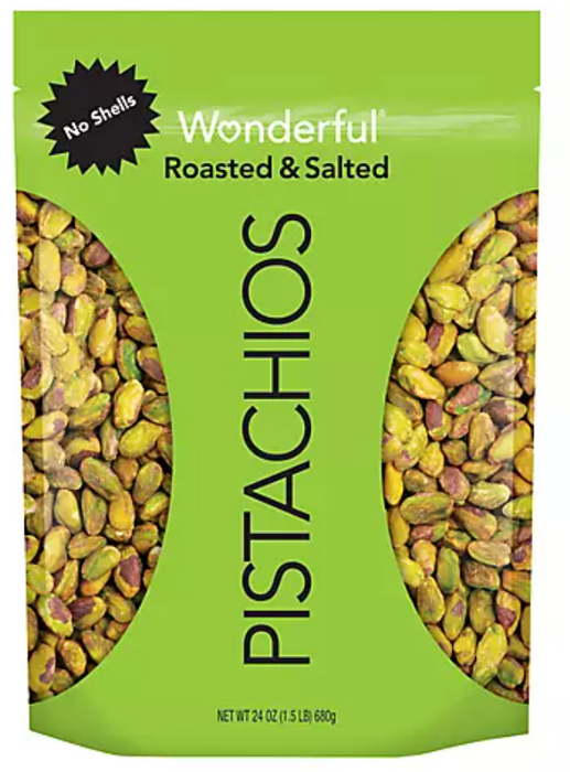 Wonderful No Shell Roasted and Salted Pistachios, 24 oz.