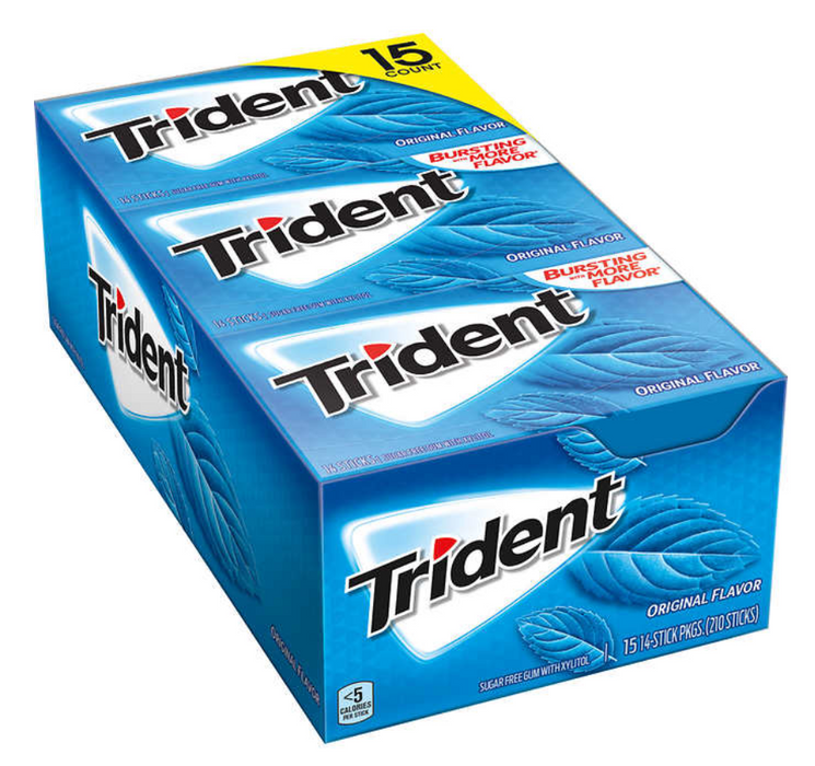 Trident Sugar Free Gum, Original, 14-count, 15-pack - 210pc