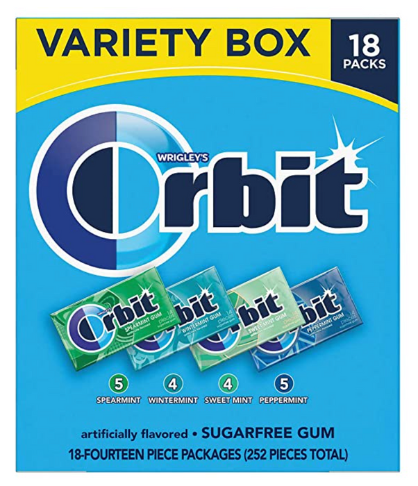 Orbit Sugarfree Gum 18 Pack Mint Variety Box