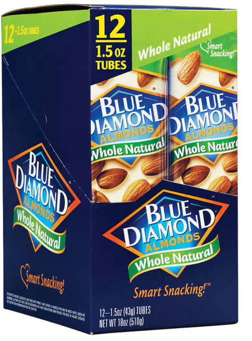 Blue Diamond Almonds, Whole Natural, 1.5 oz, 12-count