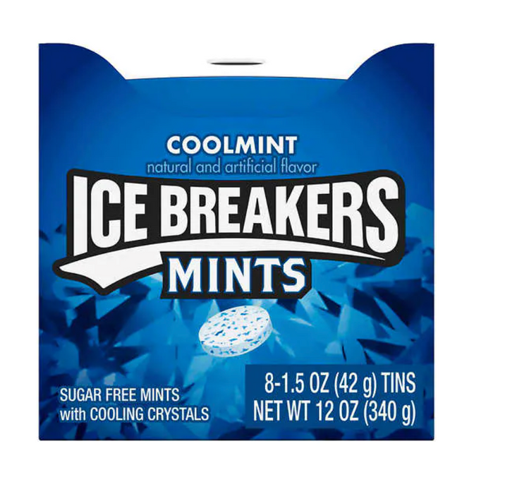 Ice Breakers Sugar Free Mints, Cool Mint, 1.5 oz, 8-count