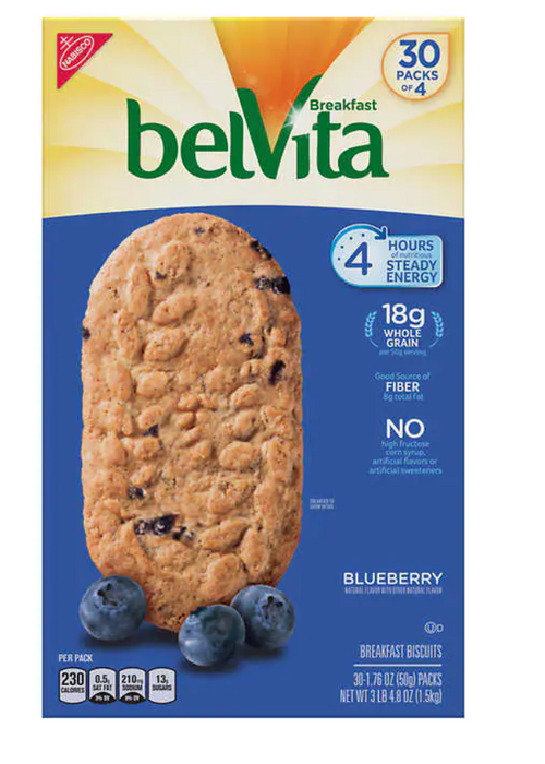 BelVita Breakfast Biscuits, Blueberry, 1.76 oz, 30-count