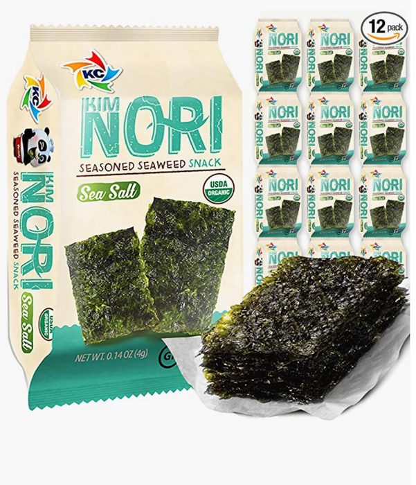 KIMNORI Seasoned Seaweed Snacks Sheets – Organic Sea Salt Flavor 24 Individual Packs
