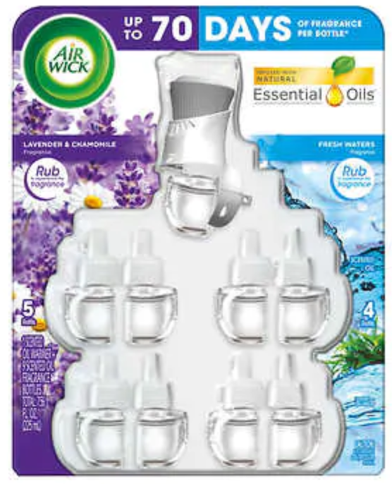 Air Wick Scented Oils, 1 warmer + 9 refills