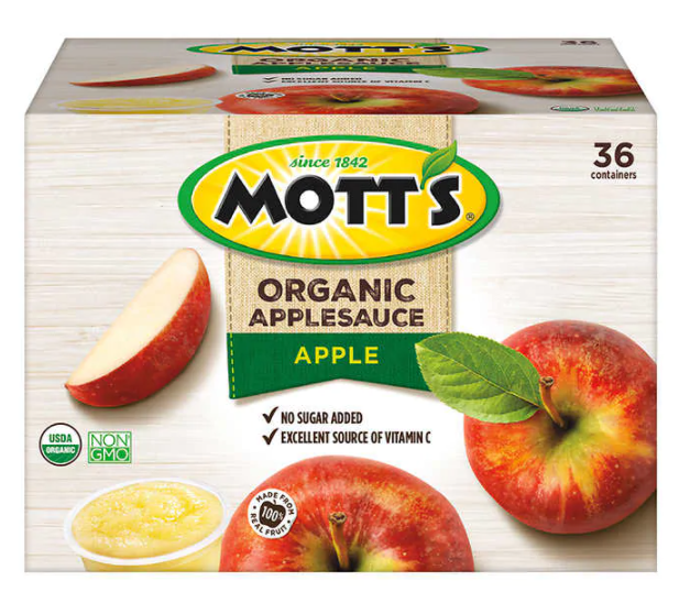 Mott's Organic Apple Sauce, 3.9 oz, 36-count
