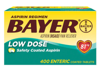 Bayer Aspirin  400  Regimen Low Dose Coated Tablets  81 mg.