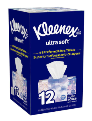 Kleenex Ultra Soft Facial Tissue, 3-ply, 85-count, 12-pack