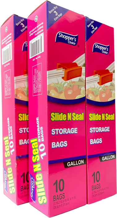 Shopper's Choice Slide N' Seal Storage Gallon Bag 10ct. (4 Pack)