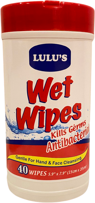 Lulu's Antibacterial Hand Wet Wipes Canister 40ct.