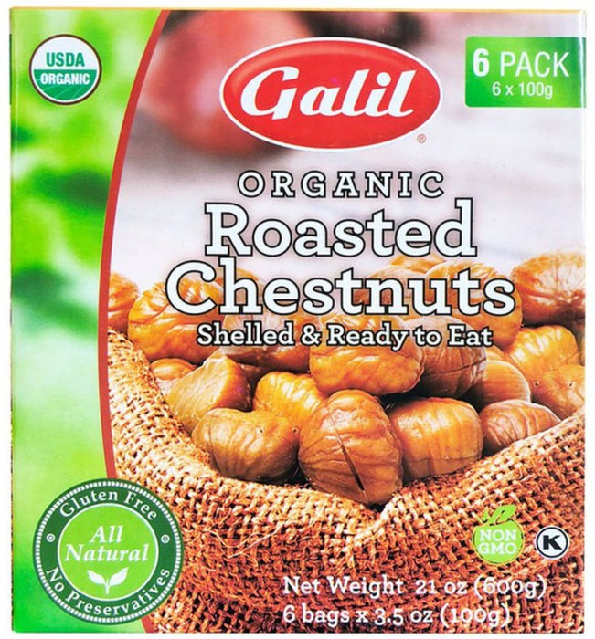 Galil Organic Roasted Chestnuts (6 x 3.5 oz)