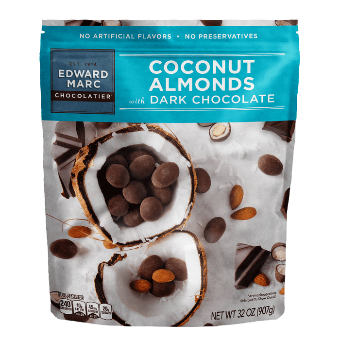 Edward Marc Dark Chocolate Coconut Almonds 2lb/32 oz