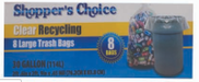 Shopper's Choice 30 Gallon Recycling Bags 8ct.