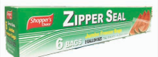 Shopper's Choice 2 Gallon Jumbo Freezer Bag 6ct