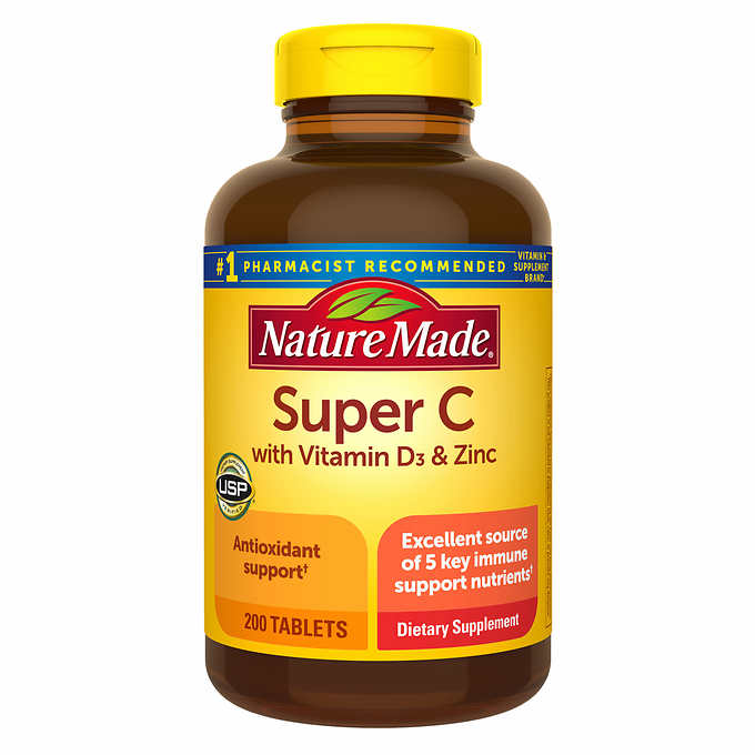 Nature Made 200ct  Super C with Vitamins D3 & Zinc Immune Complex Tablets