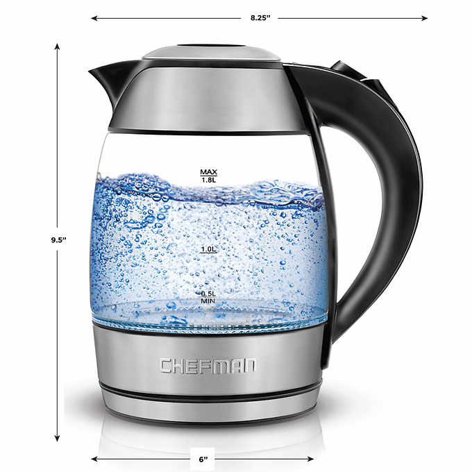 Chefman 1.8 Liter Electric Glass Kettle With Removable Tea Infuser