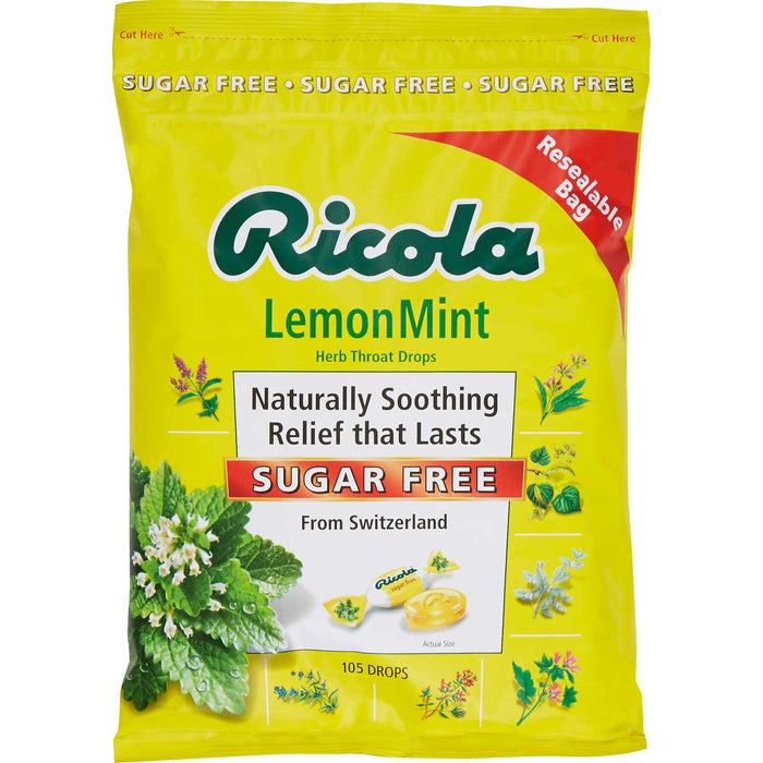 Ricola Sugar Free Lemon Mint Cough Drops, 105 Drops