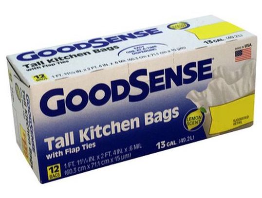 GoodSense Tall Kitchen Bags, 13 Gallon, with Flap Ties, 12 Ct