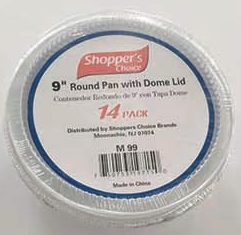 9" Round Foil Pan with Clear Dome Lid, 14 Pack