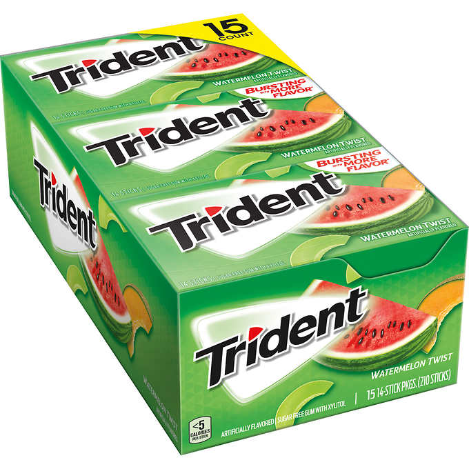 Trident Watermelon Twist Sugar Free Gum (15 pk - 14pc per pack 210pcs )