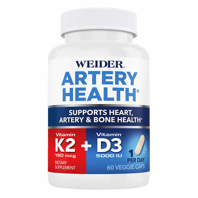 Weider Artery Health with Vitamin K2 180mcg and D3 5000 IU 60ct